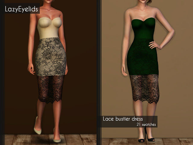 Lace Bustier Dress At Lazyeyelids The Sims 4 Catalog