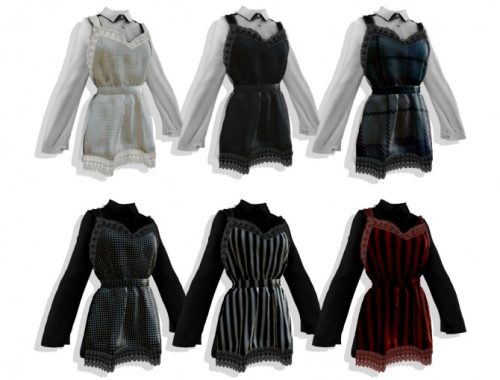 Lace leather apron & shirts one-piece at Bedisfull – iridescent