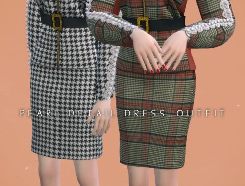 Lace Shirts With Dress & Pearl Detail Dress at NEWEN