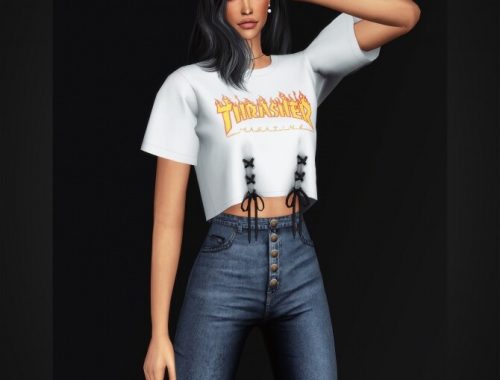 Lace-Up Cropped T-Shirt at Gorilla