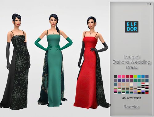 Laupipi Dakota Wedding Dress Recolor at Elfdor Sims
