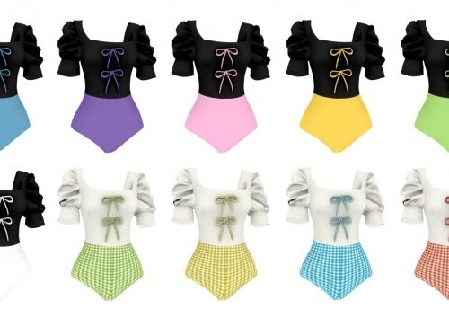 Lavender in August swimsuit & Ribbon hat at Bedisfull – iridescent
