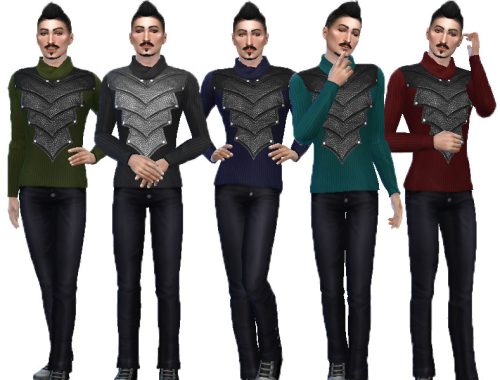 Leather and wool male top (Base game)