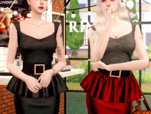 Leather Frill Skirts & Square Neck Top at RIMINGs