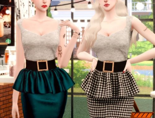 Leather Frill Skirts & Square Neck Top at RIMINGs