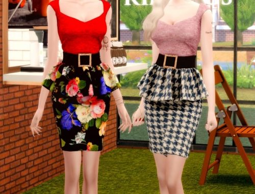 Leather Frill Skirts & Square Neck Top at RIMINGs