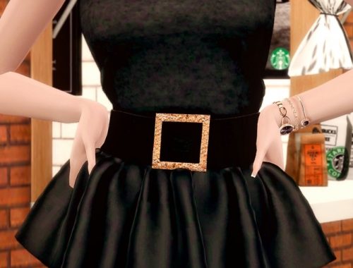 Leather Frill Skirts & Square Neck Top at RIMINGs