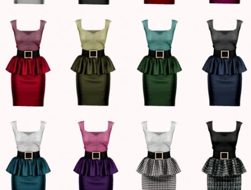 Leather Frill Skirts & Square Neck Top at RIMINGs