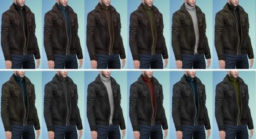 Leather Jacket Zip-up Sweater (P) at Darte77