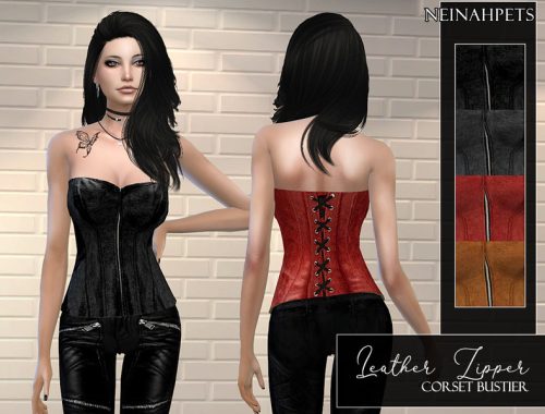 Leather Zipper Corset Bustier