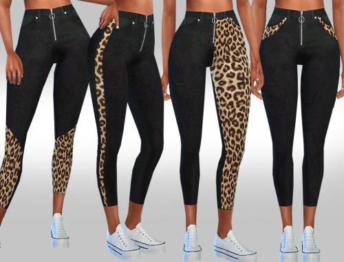 Leopard Trend Style Black Jeans