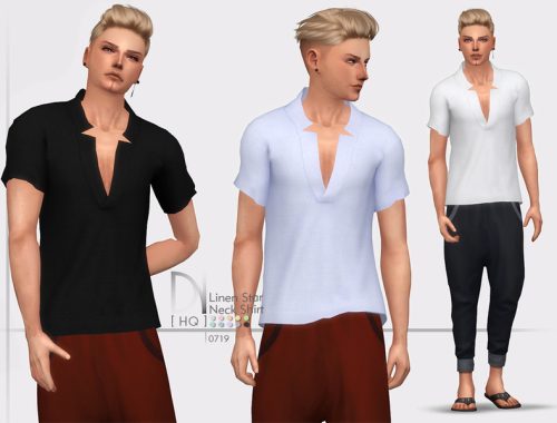 Linen Star Neck Shirt