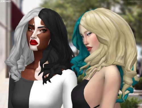 LION HAIR & DUO TONE ACC RECOLOR at Candy Sims 4