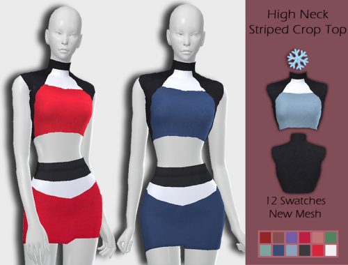 LMCS High Neck Striped Crop Top