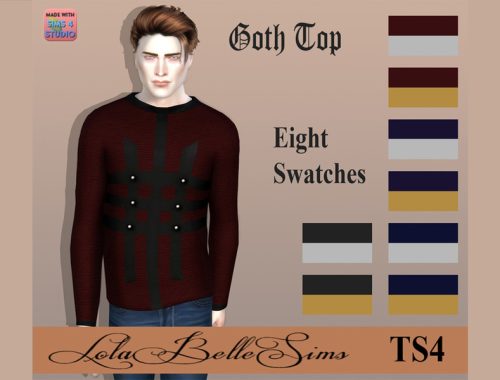 LolaBelleSims TS4 Goth Top for Males