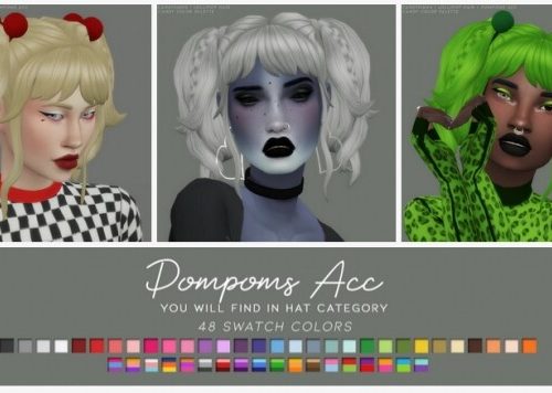 LOLLIPOP HAIR + POMPOMS ACC at Candy Sims 4