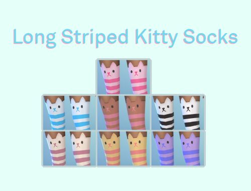 Long Striped Kitty Socks
