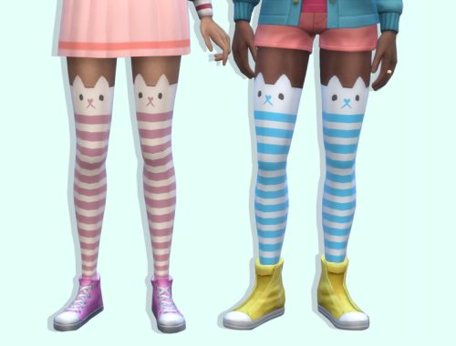 Long Striped Kitty Socks