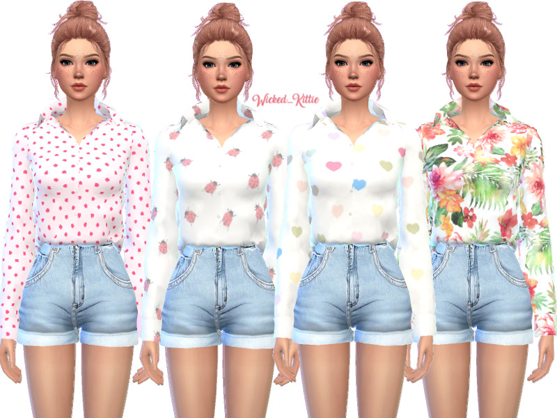 Loose Button-Up Top - Mesh Needed - The Sims 4 Catalog