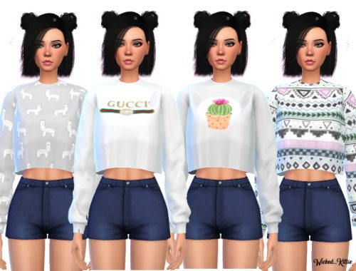 Loose Cropped Sweatshirt - Mesh Needed