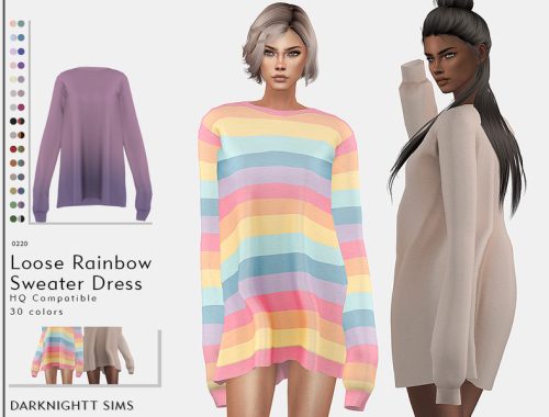 Loose Rainbow Sweater Dress