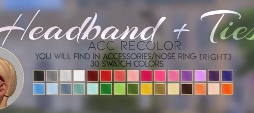 LOTUS HAIR + HEADBAND + TIES ACC RECOLOR at Candy Sims 4