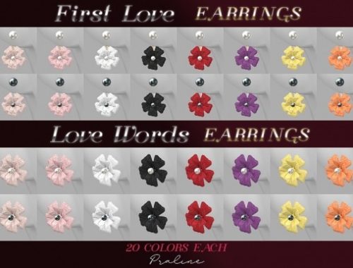 Love words & first love earrings at Praline Sims