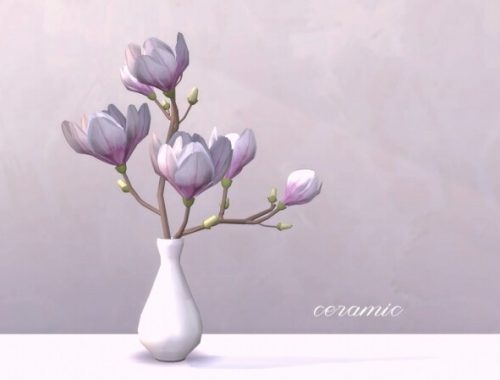 Magnolia branches in two types of vases by Pocci at Garden Breeze Sims 4