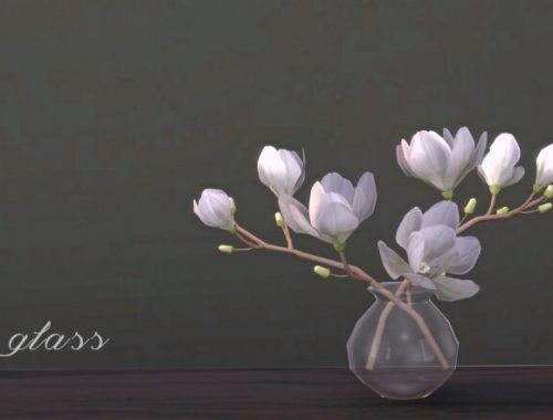 Magnolia branches in two types of vases by Pocci at Garden Breeze Sims 4