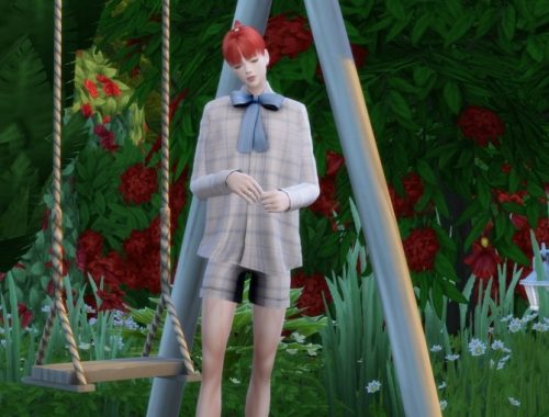 Male big ribbon shirt & shorts at Chaessi