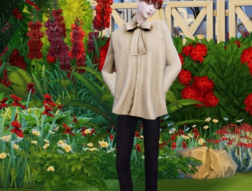 Male big ribbon shirt & shorts at Chaessi