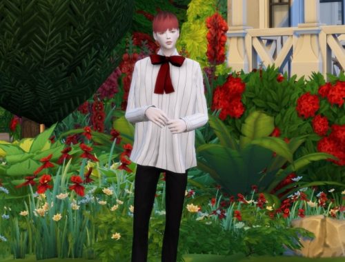 Male big ribbon shirt & shorts at Chaessi