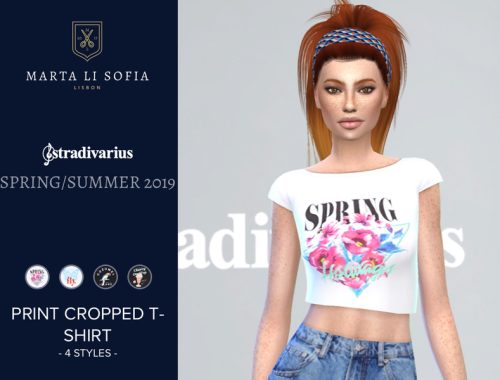 Marta Li Stradivarius Print Cropped Tee