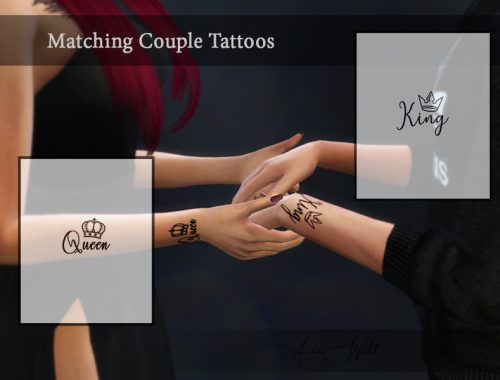 Matching Couple Tattoos - King & Queen