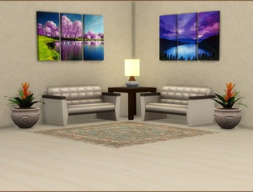 Mea Beautiful Triptych Landscape Paintings by oumamea at Mod The Sims