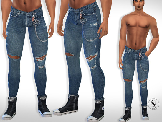 Men Cropped Jeans - The Sims 4 Catalog