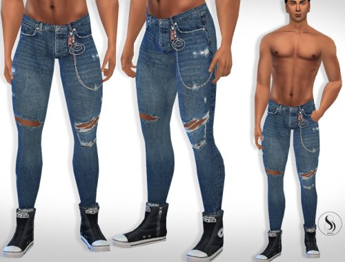 Men Cropped Jeans