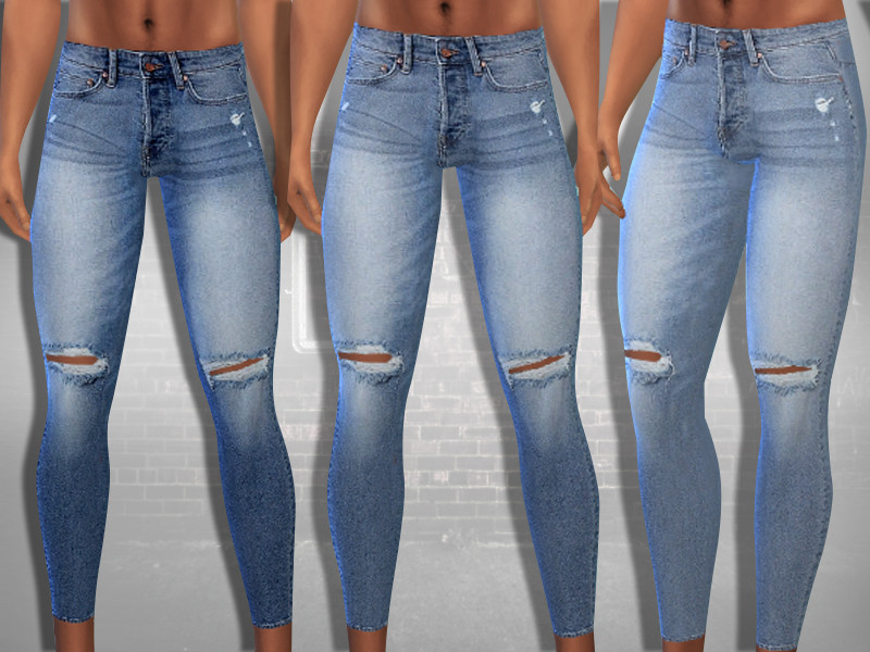 Men Hm Ripped Skinny Fit Jeans - The Sims 4 Catalog