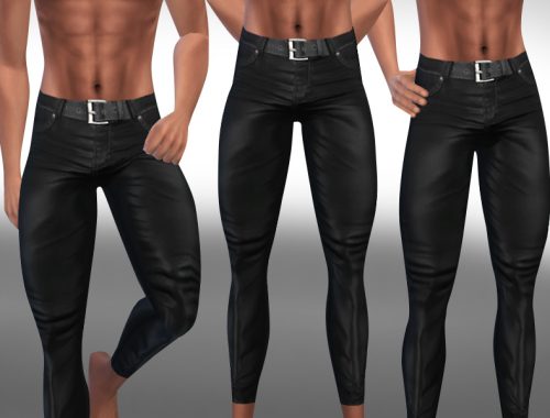 Men Leather Pants with Belt
