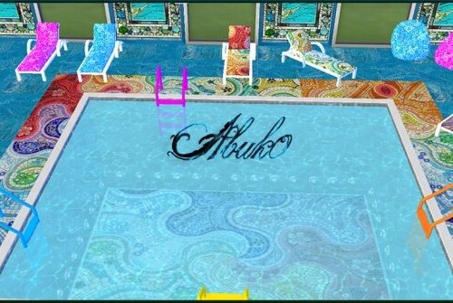 Mendence pool furniture, tiles and window at Abuk0 Sims4