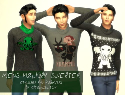 Mens Holiday Sweater - Cthulhu and Krampus