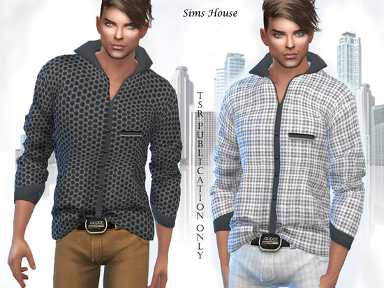 Men's long sleeve shirt tucked in front - The Sims 4 Catalog