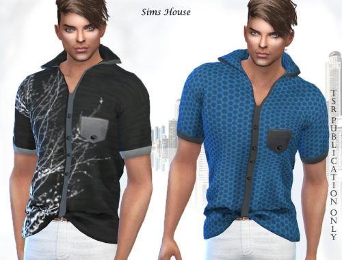 Men's short sleeve shirt tucked in front