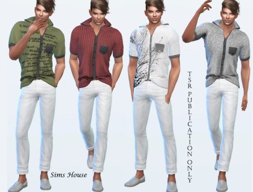 Men's short sleeve shirt tucked in front