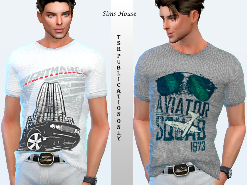 Men's T-shirt with car print - The Sims 4 Catalog