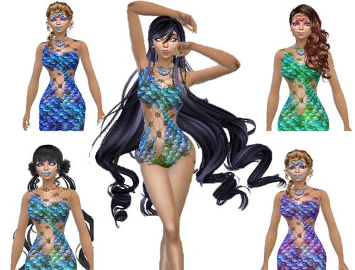 Mermaid blue scale set (Island living)