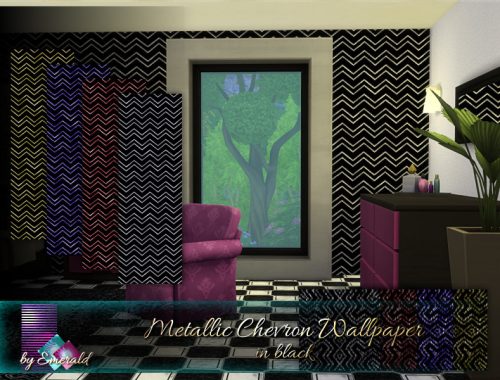 Metallic Chevron Wallpaper in black