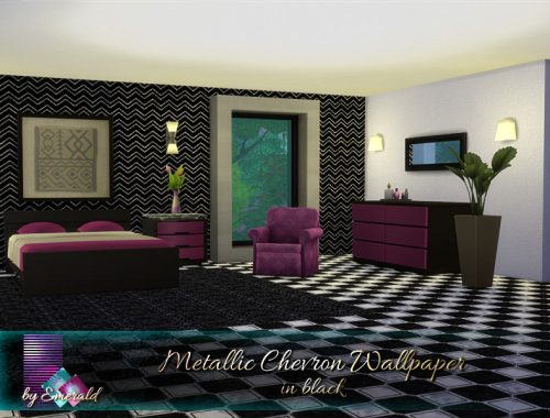 Metallic Chevron Wallpaper in black