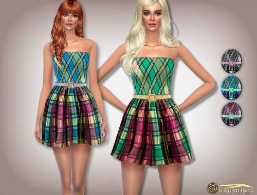 Metallic Plaid Skater Dress