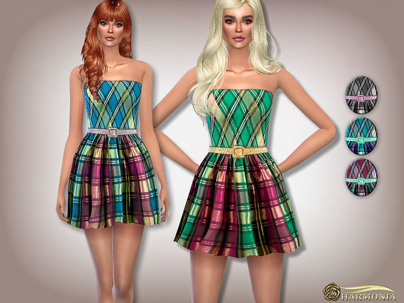 Metallic Plaid Skater Dress - The Sims 4 Catalog